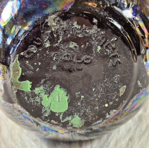 Vintage Country Craft Iridescent Black Ceramic Vase 1980s - Picture 6 of 9